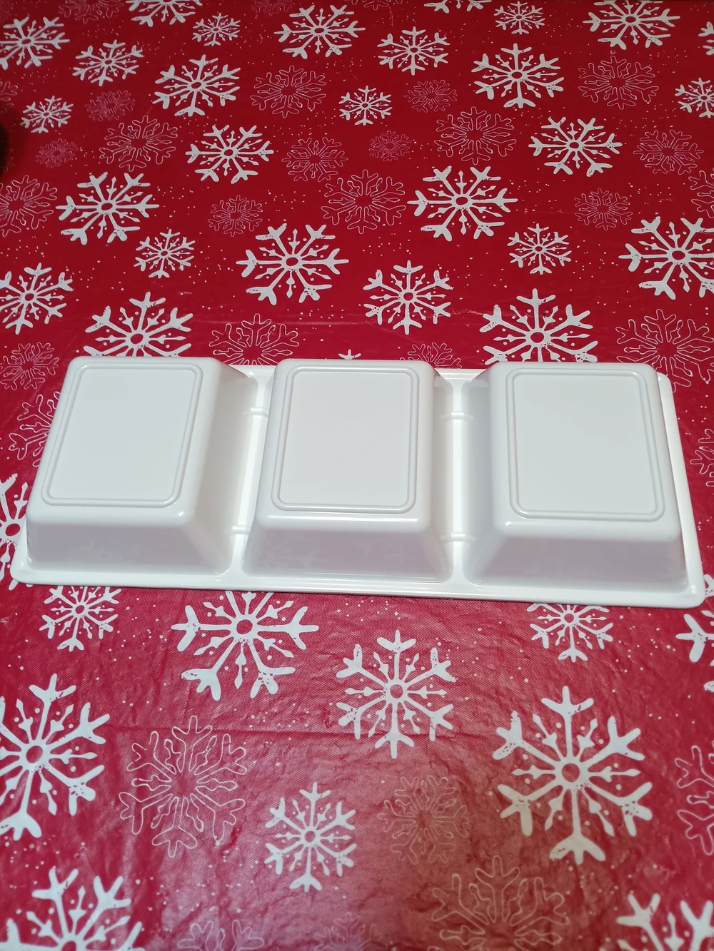 Artisan Blue and White Melamine 3-Compartment Serving Tray